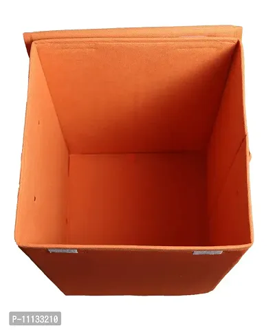 Shrey Creation Laundry Basket with Lid for Clothes / Laundry Basket with Lid Big Size, Laundry Bag Foldable with Handle - Orange-thumb4