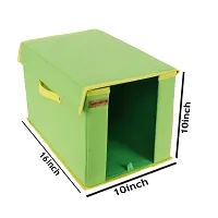 Shrey Creation Set Of 4 Shirt Stacker / Cloth Storage Foldable Wardrobe/Closet Organizer With Handle and Lid For T-shirts , Shirts & Clothes Cover- (P Green)-thumb3