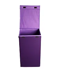 Shrey Creation Laundry Basket with Lid for Clothes / Laundry Basket with Lid Big Size, Laundry Bag Foldable with Handle - Purple-thumb2