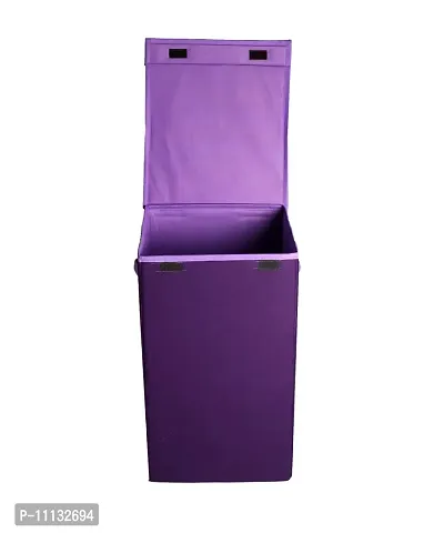 Shrey Creation Laundry Basket with Lid for Clothes / Laundry Basket with Lid Big Size, Laundry Bag Foldable with Handle - Purple-thumb3