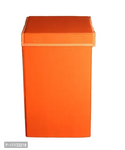 Shrey Creation Laundry Basket with Lid for Clothes / Laundry Basket with Lid Big Size, Laundry Bag Foldable with Handle - Orange