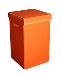 Shrey Creation Laundry Basket with Lid for Clothes / Laundry Basket with Lid Big Size, Laundry Bag Foldable with Handle - Orange-thumb1