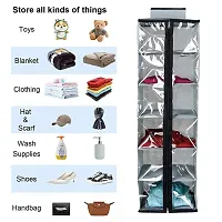 SHREY CREATION Non-Woven Hanging Cloth Organizer / Wardrobe Shelf Organizer with Zip. (6 Shelves, Grey)-thumb4