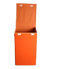 Shrey Creation Laundry Basket with Lid for Clothes / Laundry Basket with Lid Big Size, Laundry Bag Foldable with Handle - Orange-thumb2