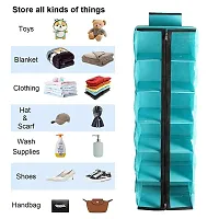 Shrey Creation 6 Shelf with Transparent Front Clothes Hanging Organizer, Wardrobe for Regular Garments, Shoes Storage Cupboard, Hanger Bag with Zip-R Green-thumb1