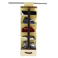 Shrey Creation Foldable Hanging 5 Shelf Wardrobe Organizer/Closet Organizer with Drawer- Ivory-thumb3