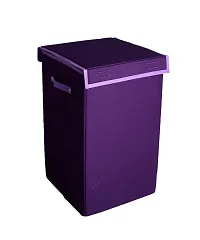 Shrey Creation Laundry Basket with Lid for Clothes / Laundry Basket with Lid Big Size, Laundry Bag Foldable with Handle - Purple-thumb1