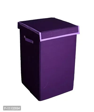 Shrey Creation Laundry Basket with Lid for Clothes / Laundry Basket with Lid Big Size, Laundry Bag Foldable with Handle - Purple-thumb2