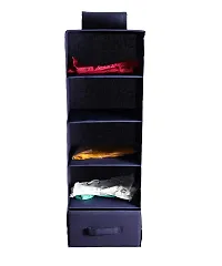 SHREY CREATION Hanging 5 Shelf Wardrobe Organizer/Closet Organizer with Drawer- Blue-(30 * 30 * 85 CM)-thumb1