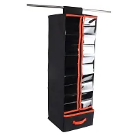 Shrey Creation Non-Woven Hanging Cloth Organizer / Wardrobe Shelf Organizer with Zip. (5 Shelves, Black)-thumb4