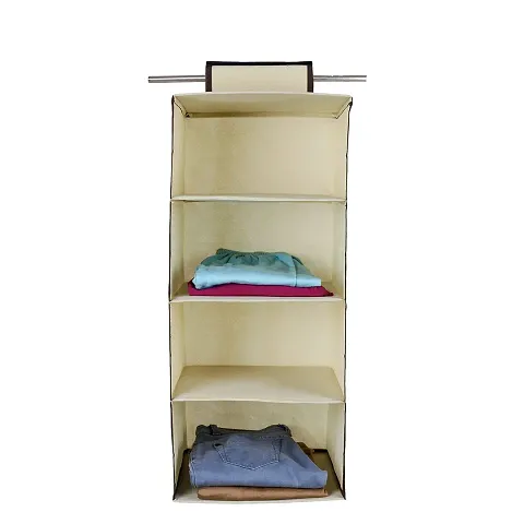 Shrey Creation Hanging 4 Shelf Clothes Wardrobe Storage Organizer/Cloth Wardrobe Organizer/Closet Organizer Cupboard Almira