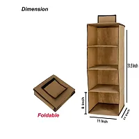 SHREY CREATION Hanging 4 Shelf Clothes Wardrobe Storage Organizer/Cloth Wardrobe Organizer/Closet Organizer Cupboard Almira-Beige(L-11inch W- 11 inch H- 31.5 inch)-thumb1