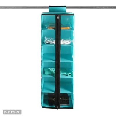 Shrey Creation 6 Shelf with Transparent Front Clothes Hanging Organizer, Wardrobe for Regular Garments, Shoes Storage Cupboard, Hanger Bag with Zip-R Green