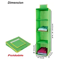 SHREY CREATION Foldable Hanging 4 Shelf/ Compartment Wardrobe Organizer Closet Cloth Organizer-Green-thumb3