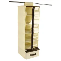 Shrey Creation Foldable Hanging 5 Shelf Wardrobe Organizer/Closet Organizer with Drawer- Ivory-thumb2