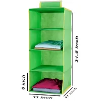 SHREY CREATION Foldable Hanging 4 Shelf/ Compartment Wardrobe Organizer Closet Cloth Organizer-Green-thumb2