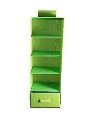 SHREY CREATION Hanging 5 Shelf Wardrobe Organizer/Closet Organizer with Drawer-Parrote Green-(30 * 30 * 85 CM)-thumb1