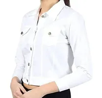 Stylish White Denim Denim Jacket Waistcoats For Women-thumb1