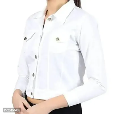 Stylish White Denim Denim Jacket Waistcoats For Women-thumb2