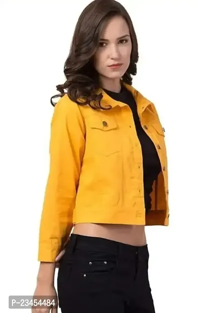 Stylish Yellow Denim Denim Jacket Waistcoats For Women-thumb2