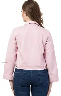 Stylish Pink Denim Denim Jacket Waistcoats For Women-thumb2