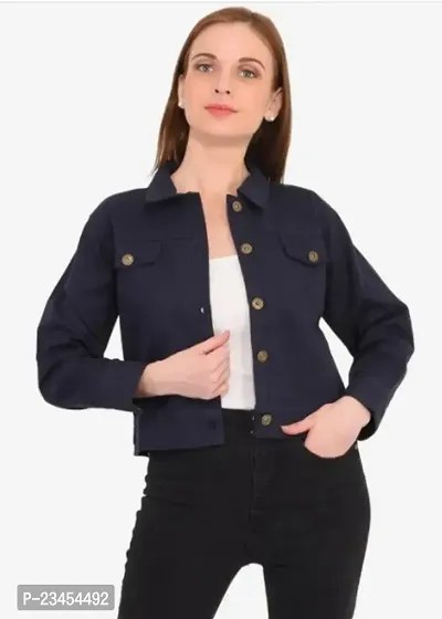 Stylish Blue Denim Denim Jacket Waistcoats For Women