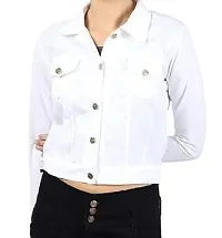 Stylish White Denim Denim Jacket Waistcoats For Women-thumb2
