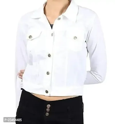 Stylish White Denim Denim Jacket Waistcoats For Women-thumb3