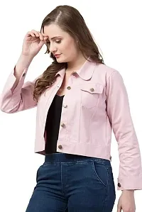 Stylish Pink Denim Denim Jacket Waistcoats For Women-thumb1