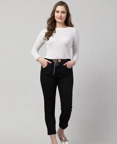 Trendy Denim Black Jeans For Women