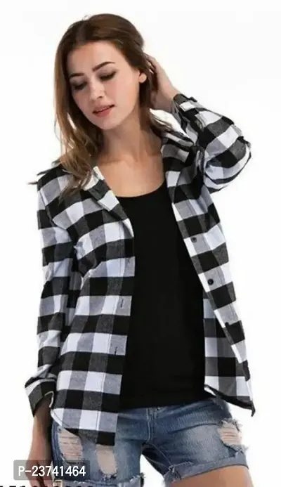 women latset printed check shirt-thumb0