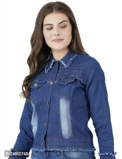 Classic Solid  Denim Jacket for Women-thumb0