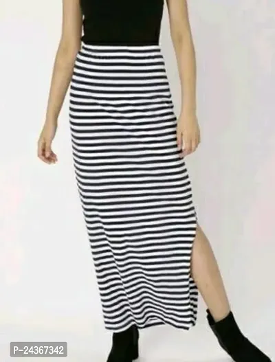 Classic Cambric Cotton Striped Skirt for Women-thumb0