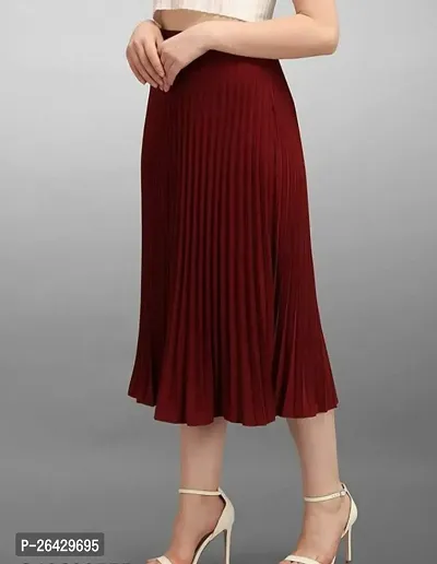 Classic Poly Crepe Solid Skirts for Women-thumb0