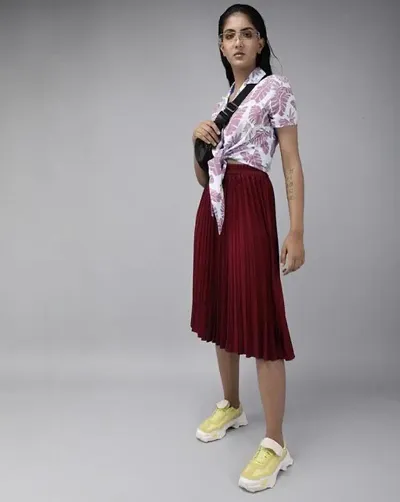Midi Length Flraed Skirt for Women
