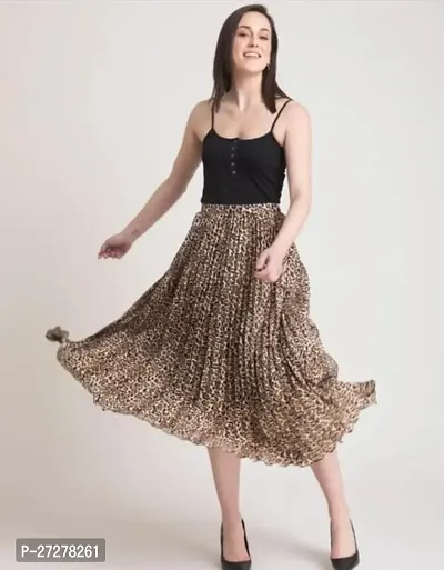 Classic Crepe Printed Skirt for Women-thumb0