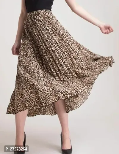 Classic Crepe Printed Skirt for Women-thumb0