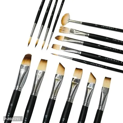 Mix Paint Brush Set (12 Paintbrushes) with Seamless Synthetic Bristles  Textured Handles- Professional Artist Paint Brushes-thumb0