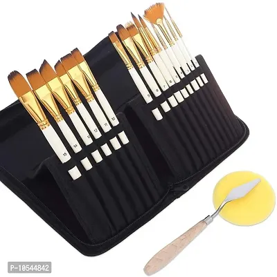 Beauty HUB DECOR Synthetic Hair Mix Brushes Set for Acrylic, Watercolor,  Oil Painting with zipper caring case-thumb0