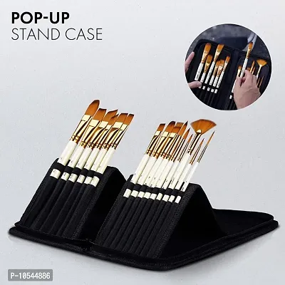 Mix Paint Brush Set (12 Paintbrushes) with Synthetic Bristles  Textured Handles- Professional Artist With Zipper Case-thumb0