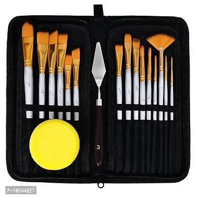 Beauty Hub Decor Synthetic Hair Mix Brushes Set for Acrylic, Watercolor With Zipper Case Cover