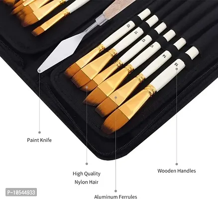 Beauty HUB DECOR Synthetic Hair Mix Brushes Set for Acrylic With Zipper Case-thumb0