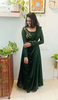 Attractive Indo-western Green Solid Georgette Gown For Women-thumb2