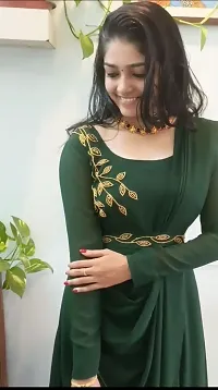 Attractive Indo-western Green Solid Georgette Gown For Women-thumb3