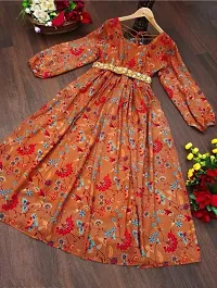Beautiful Georgette Floral Printed  Indo-western Dress For Women-thumb1
