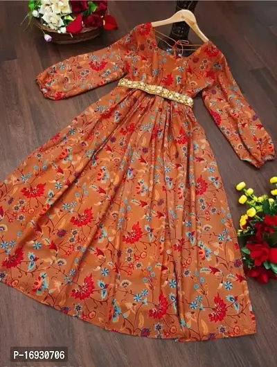 Beautiful Georgette Floral Printed  Indo-western Dress For Women-thumb2