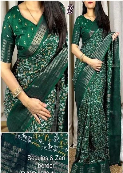 Hot Selling Cotton Blend Saree with Blouse piece