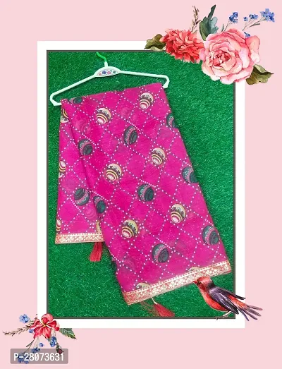 Pink Georgette Matka Lace Daily Bandhani Trendy Saree-thumb0