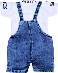 Kashvi Kids Denim Dungaree Dress Set (Navy Blue, 3-6 Months)-thumb1