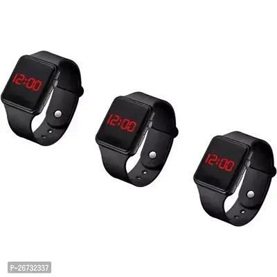 LED BLACK COLOUR DIGITAL WATCH FOR BOYS AND GIRLS A1 BLACK PACK OF 3-thumb0